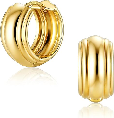 925 Sterling Silver Small Hoop Earrings for Women Chunky Hypoallergenic Hoop Earrings in Saudi Arabia
