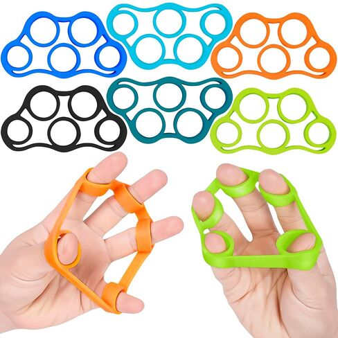 6Pcs Silicone Finger Stretcher Resistance Bands - Finger Extension Exerciser Hand Strengthener for Arthritis Finger Grip Strength Trainer for Hand Therapy - Finger Strengthener for Guitar Players in Kuwait
