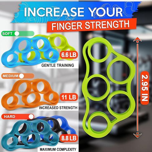 6Pcs Silicone Finger Stretcher Resistance Bands - Finger Extension Exerciser Hand Strengthener for Arthritis Finger Grip Strength Trainer for Hand Therapy - Finger Strengthener for Guitar Players in Kuwait