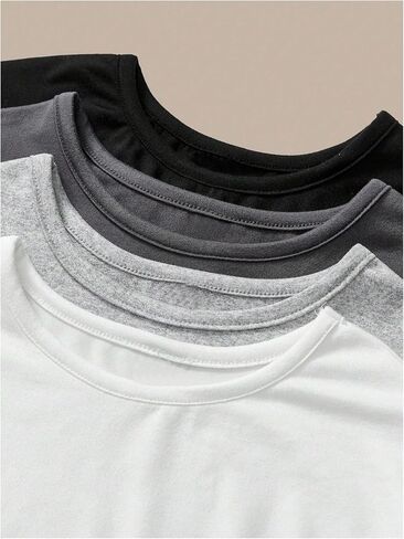 SOLY HUX Women's Basic T-Shirts Crew Neck Short Sleeve Fitted Tees 4 Packs Crop Tops in Kuwait