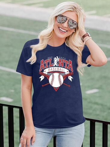 Women Baseball Mom Graphic T-Shirt Vintage Print Short Sleeve Tee Game Day Softball Fan Tops Soft in Kuwait