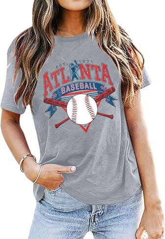 Women Baseball Mom Graphic T-Shirt Vintage Print Short Sleeve Tee Game Day Softball Fan Tops Soft in Kuwait