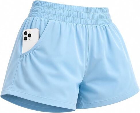 Women's High Waisted Running Shorts with Pockets & Liner, Breathable Athletic Gym Shorts Runs Large in Saudi Arabia