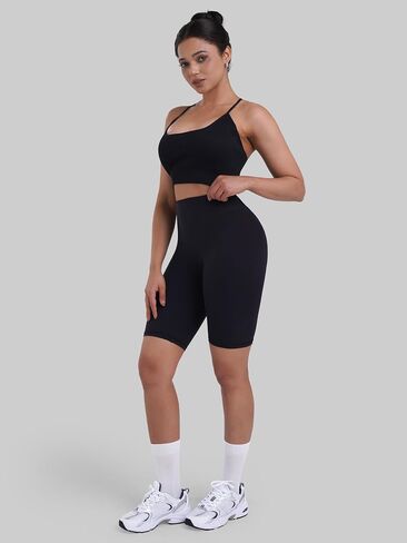 Sunzel Womens High Waisted Biker Shorts, V-Line Yoga Shorts for Women, Sculpting Studio Workout Shorts, 9" Inseam in Kuwait