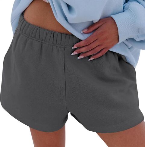 Women Y2k Sweat Shorts High Waisted Athletic Drawstring Elastic Lounge Running Shorts Wide Leg Loose Short Pants in Kuwait