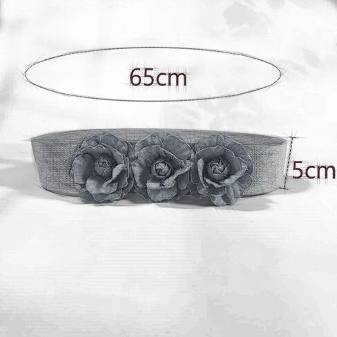Women's Vintage Denim Color 2In Wide Waist Cinch Belt For Dresses -Elastic Stretchy Flower Waistbands in Saudi Arabia