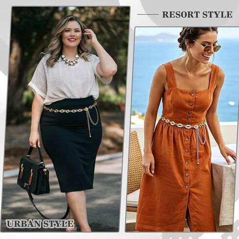 Glamorstar Waist Chain Belt for Women Metal Chain Belts for Dresses in Kuwait