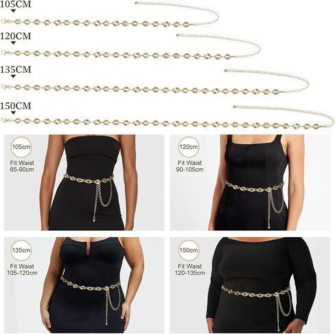 Glamorstar Waist Chain Belt for Women Metal Chain Belts for Dresses in Kuwait