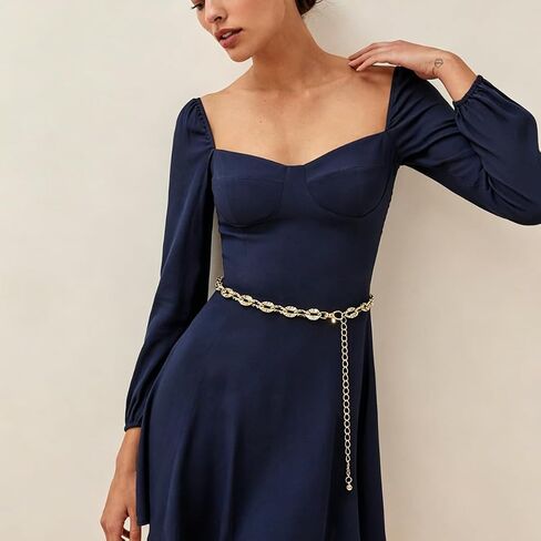 Glamorstar Waist Chain Belt for Women Metal Chain Belts for Dresses in Kuwait
