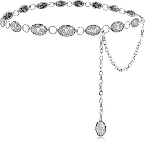 Bling Rhinestone Small Concho Belt, Silver Crystal, Western Cowgirl Style, for Women Dresses Accessories in Saudi Arabia