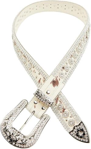 Shyanne Women's Women'S Nova Embellished Hair On Buckle Belt White XX- in Saudi Arabia