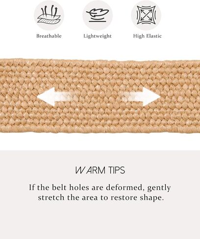 AWAYTR Woven Straw Belt for Women- Summer Boho Belt with Gold Raffia Buckle for Pants Jean Dress Skirt in Kuwait