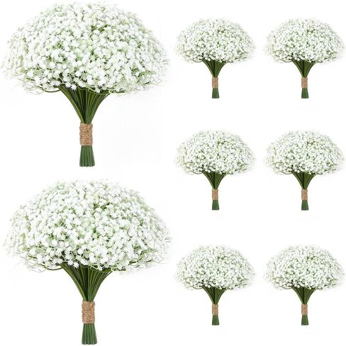 150 Pcs Babys Breath Artificial Flowers,White Baby Breath Flowers Artificial Bulk，Real Touch Faux Flowers Gypsophila for Wedding Party Bouquet Floral Arrangement Home Decor (150) in Kuwait