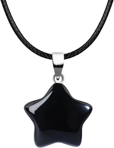 FANASY Natural Gemstone Carved Star Pendant Necklace Cute Star Charm Pendant Healing Crystal for Women in Saudi Arabia