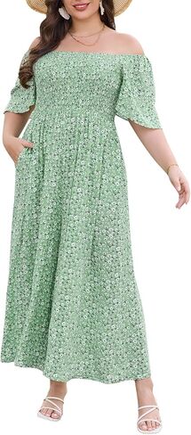 Keluummi Plus Size Wedding Guest Jumpsuits for Curvy Women, Summer Casual Floral Empire Waist Wide Leg One Piece Long Rompers in Saudi Arabia