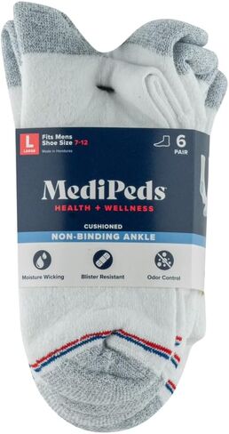 MediPeds Ankle Socks, 6-Pairs: Non-Binding, Men's in Saudi Arabia