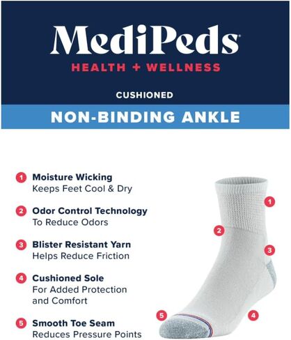 MediPeds Ankle Socks, 6-Pairs: Non-Binding, Men's in Saudi Arabia