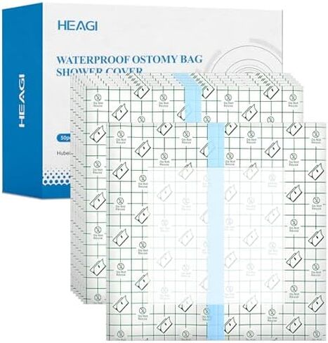 50pcs Ostomy Bag Shower Cover with Non Sticky Pad 10"x10", Waterproof Stoma Shower Guard Shower Protector Ostomy Cover Wound Cover for Showering in Saudi Arabia