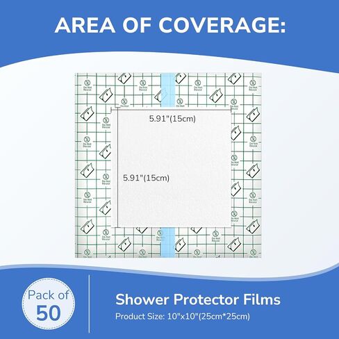 50pcs Ostomy Bag Shower Cover with Non Sticky Pad 10"x10", Waterproof Stoma Shower Guard Shower Protector Ostomy Cover Wound Cover for Showering in Saudi Arabia