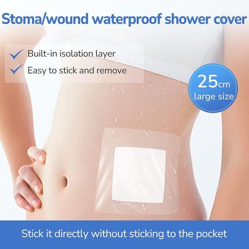 50pcs Ostomy Bag Shower Cover with Non Sticky Pad 10"x10", Waterproof Stoma Shower Guard Shower Protector Ostomy Cover Wound Cover for Showering in Saudi Arabia