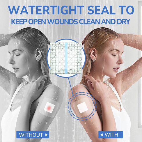 50pcs Ostomy Bag Shower Cover with Non Sticky Pad 10"x10", Waterproof Stoma Shower Guard Shower Protector Ostomy Cover Wound Cover for Showering in Saudi Arabia