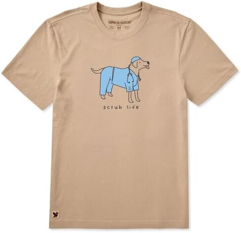 تي شيرت Life is Good للرجال Scrub Life Dog بأكمام قصيرة، بلون بني الشوفان in Kuwait