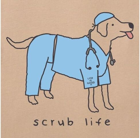 تي شيرت Life is Good للرجال Scrub Life Dog بأكمام قصيرة، بلون بني الشوفان in Kuwait
