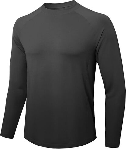Long Sleeve Workout Shirts for Men Moiture Wicking T-Shirt Quick Dry Athletic Active Tees in Kuwait