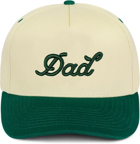 قبعة Snapback منظمة من Dad للرجال - شعار مطرز منتفخ ثلاثي الأبعاد، كريمي وأخضر بلونين، قفل سريع قابل للتعديل، قبعة عالية الجودة مكونة من 5 ألواح - قبعة هدية مضحكة للأب in Kuwait