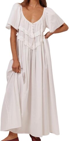 Summer Casual Loose A Line Flowy Cotton Maternity Maxi Dress for Pregnant Women in Saudi Arabia