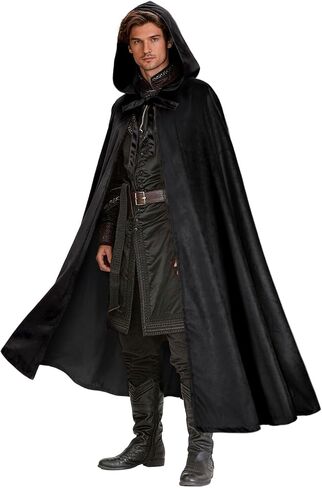 Medieval Velvet Hooded Cloak, Renaissance Cape with Hood Halloween Cosplay Costume Women Men in Saudi Arabia