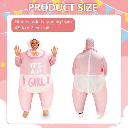2-Pack Inflatable Baby Costume for Adults - Gender Reveal Baby Shower Costume,Halloween Blow Up Suit & Party Cosplay in Saudi Arabia