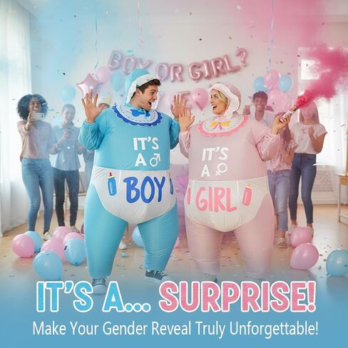 2-Pack Inflatable Baby Costume for Adults - Gender Reveal Baby Shower Costume,Halloween Blow Up Suit & Party Cosplay in Saudi Arabia