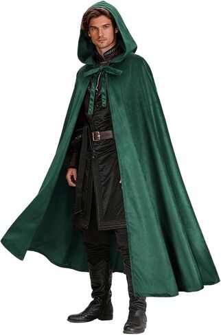 Medieval Velvet Hooded Cloak, Renaissance Cape with Hood Halloween Cosplay Costume Women Men in Saudi Arabia