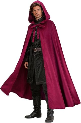 Medieval Velvet Hooded Cloak, Renaissance Cape with Hood Halloween Cosplay Costume Women Men in Saudi Arabia