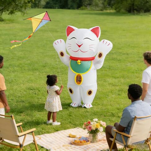 Inflatable Lucky Cat Costume for Adults,Full Body Blow Up Maneki-neko Fortune Cat Outfit for Halloween Chinese New Year Birthday Gift Parade Cosplay Party in Saudi Arabia