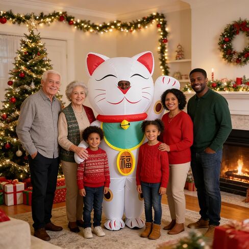Inflatable Lucky Cat Costume for Adults,Full Body Blow Up Maneki-neko Fortune Cat Outfit for Halloween Chinese New Year Birthday Gift Parade Cosplay Party in Saudi Arabia
