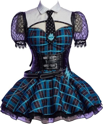 MEOWCOS Womens Gothic A-line Dress Holloween Cosplay Punk Dress Set in Kuwait
