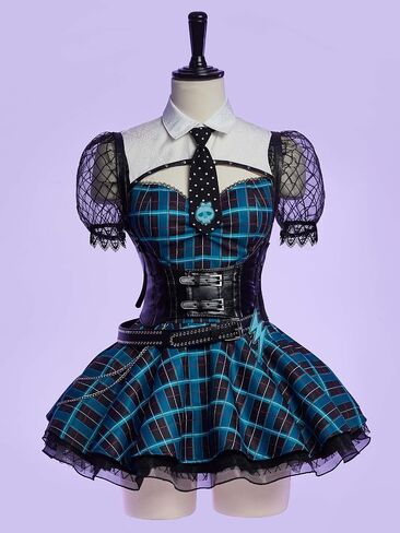 MEOWCOS Womens Gothic A-line Dress Holloween Cosplay Punk Dress Set in Kuwait