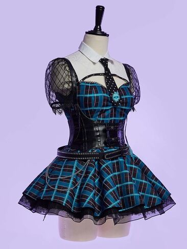 MEOWCOS Womens Gothic A-line Dress Holloween Cosplay Punk Dress Set in Kuwait