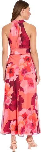 London Times Women's Elegant Floral V-Neck Sleeveless Wrap Maxi Dress for Wedding Guest & Special Occasions in Kuwait