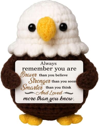 Positive Animals Crochet Bald Eagle Gift - Inspirational Decor for Boy Girl Best Friend - Eagle Scout Gifts with Card - Thinking of You Gifts for Women Men in Saudi Arabia