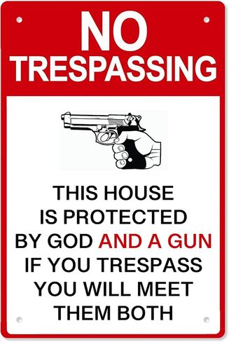 Private Property No Trespassing Sign - 8x12 Inch, Gun & God Protection in Saudi Arabia