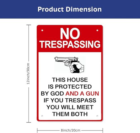 Private Property No Trespassing Sign - 8x12 Inch, Gun & God Protection in Saudi Arabia