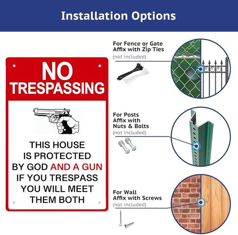 Private Property No Trespassing Sign - 8x12 Inch, Gun & God Protection in Saudi Arabia