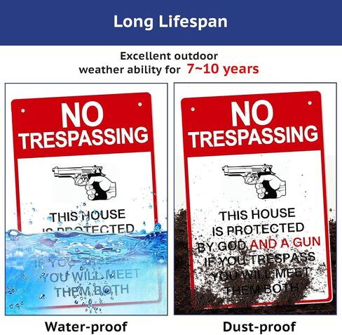 Private Property No Trespassing Sign - 8x12 Inch, Gun & God Protection in Saudi Arabia