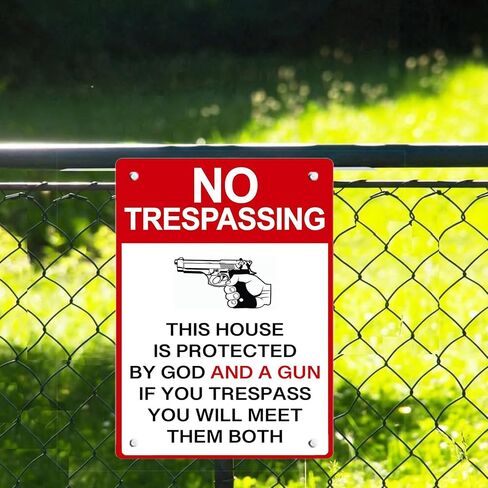 Private Property No Trespassing Sign - 8x12 Inch, Gun & God Protection in Saudi Arabia