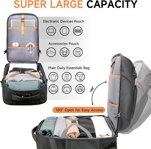Backpack for Men, Anti Theft Convertible Laptop Backpack with Wheels,50L Rfid Personal Item Wheeled Backpack for Travel Business Work, Black in Kuwait