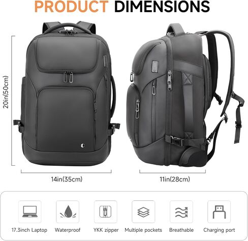 Backpack for Men, Anti Theft Convertible Laptop Backpack with Wheels,50L Rfid Personal Item Wheeled Backpack for Travel Business Work, Black in Kuwait