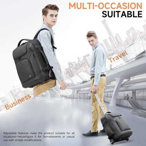 Backpack for Men, Anti Theft Convertible Laptop Backpack with Wheels,50L Rfid Personal Item Wheeled Backpack for Travel Business Work, Black in Kuwait